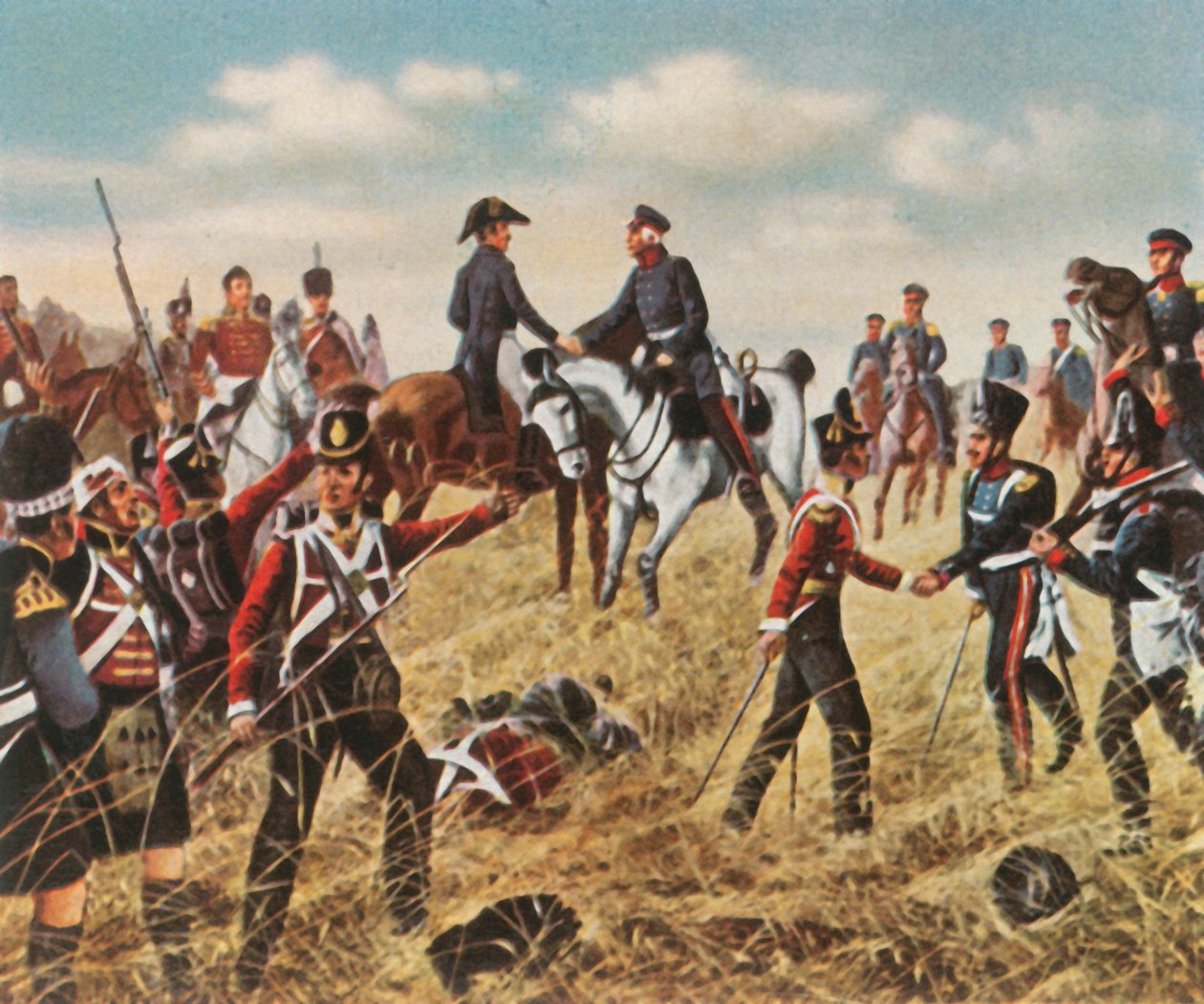 Möte mellan Wellington och Blücher i Waterloo, 18 juni 1815, 1936. av Unbekannt