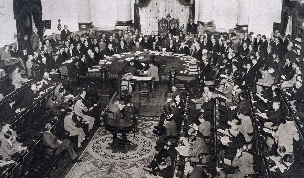 Möte för SDN eller Nationernas Förbund den 10/06/1929 i senatspalatset i Madrid, Spanien av Unbekannt
