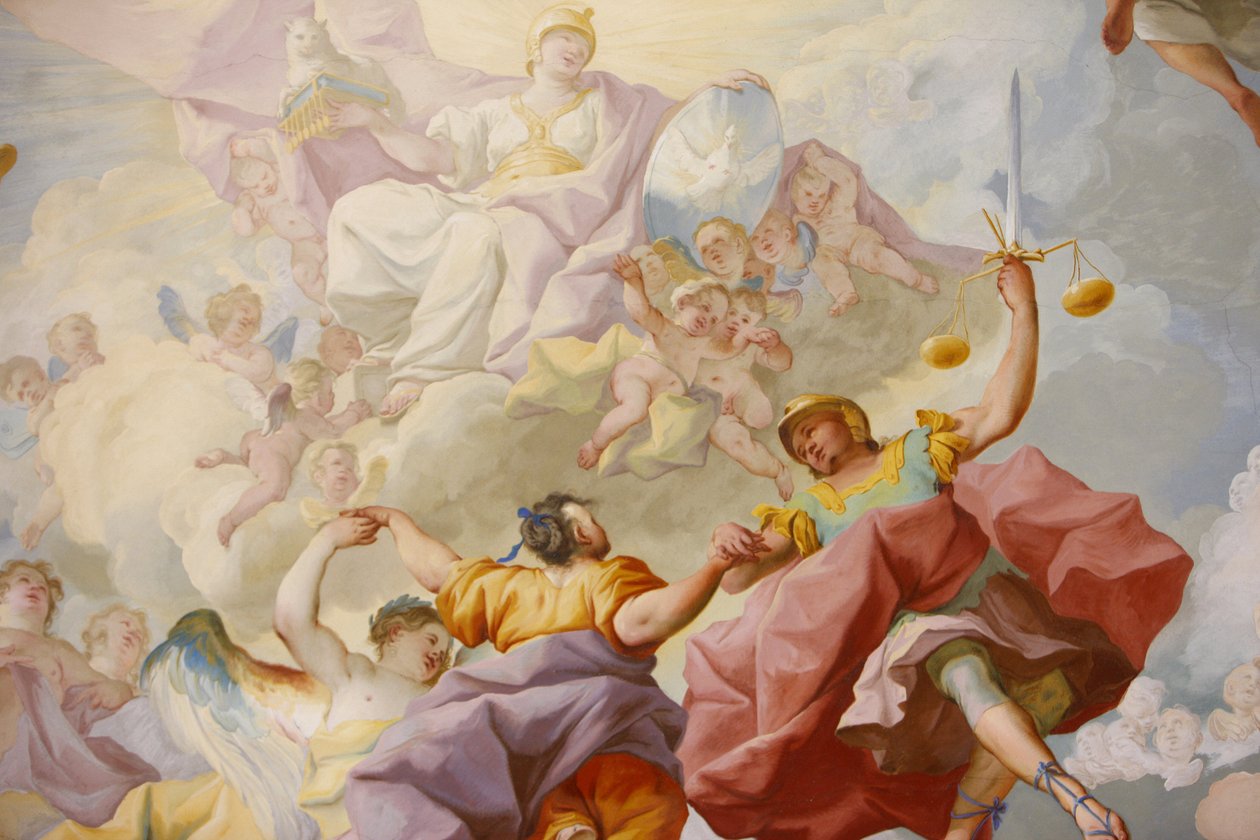 Melk Abbey library fresco: justice av Paul Troger 1732, Melk, Österrike av Unbekannt