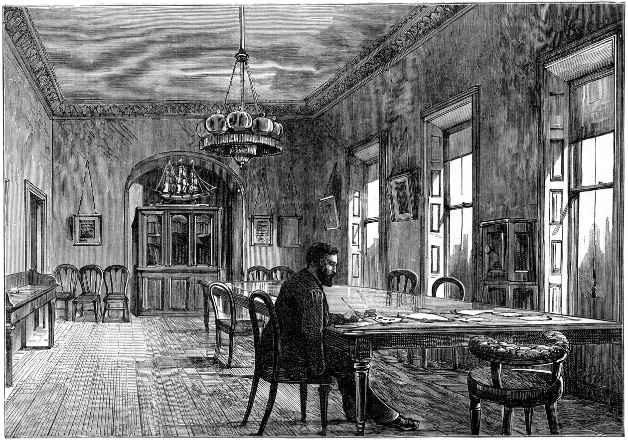 Michael Davitt i kommittérummet i Land League, Upper Sackville Street, Dublin, 1891 av Unbekannt
