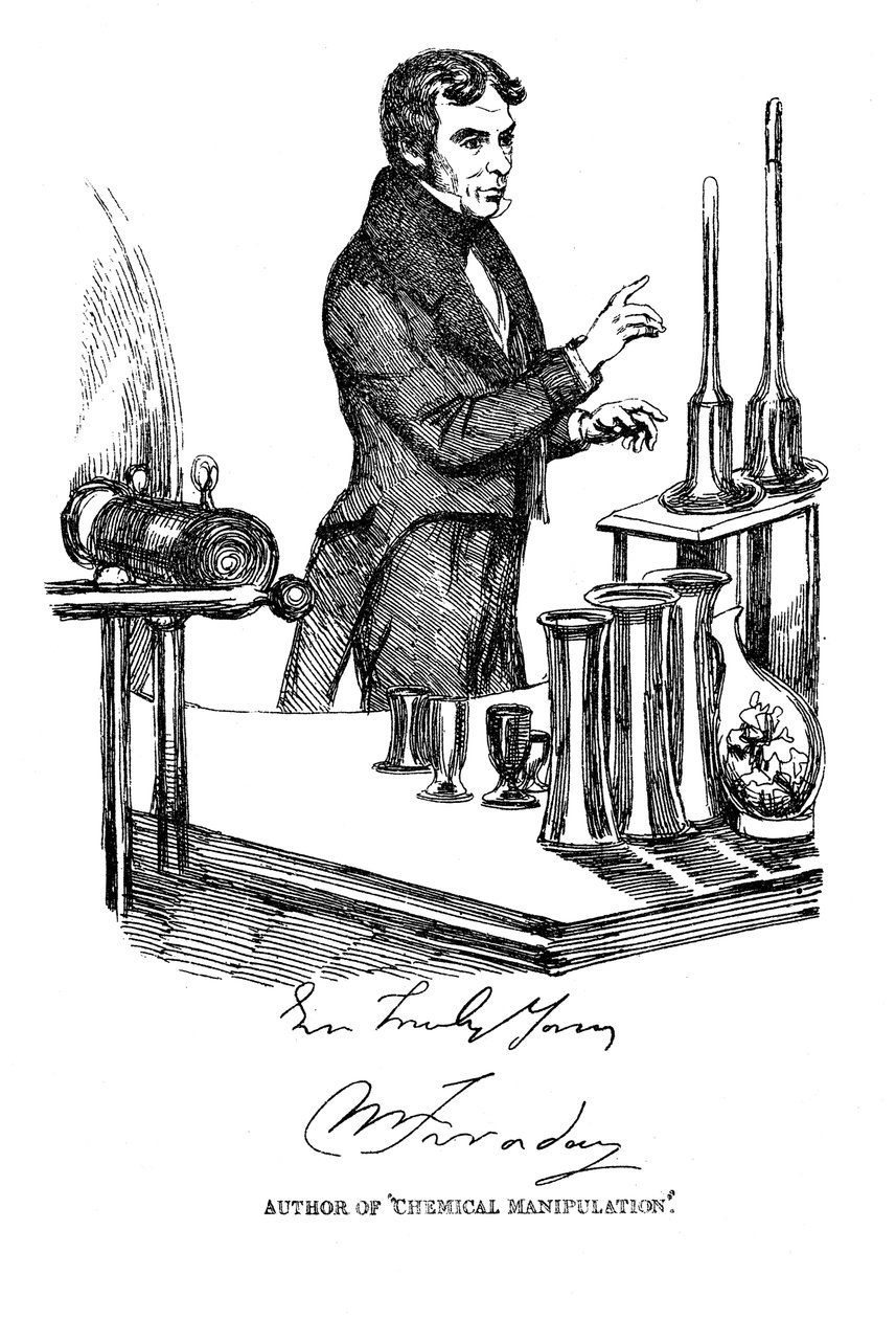 Michael Faraday föreläser vid Royal Institution, London, c1835 av Unbekannt