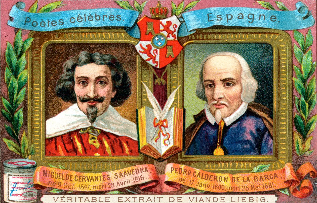 Miguel de Cervantes Saavedra och Pedro Calderon De La Barca, c1900 av Unbekannt