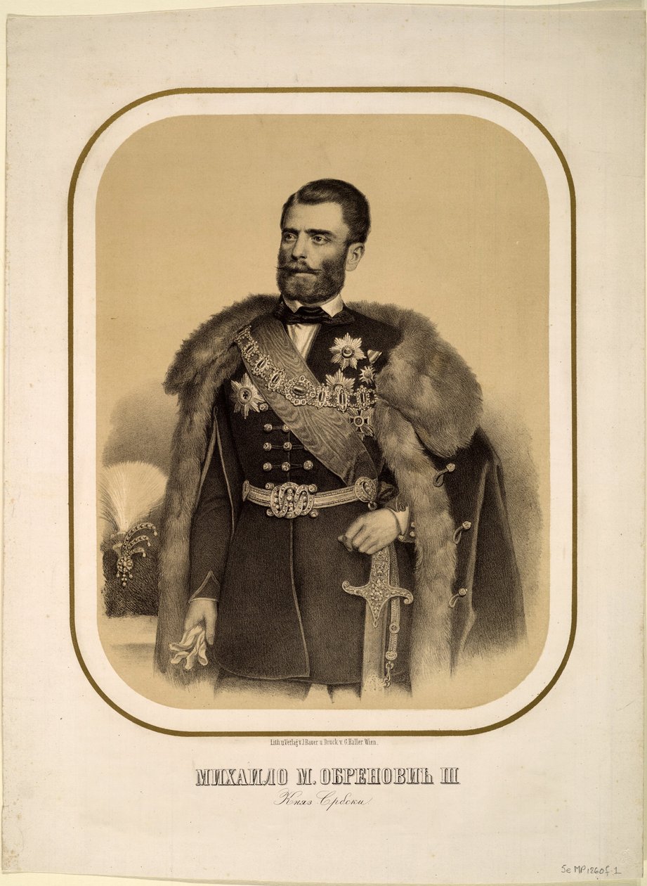 Mihailo Obrenovic III 1823-1868, prins av Serbien, ca 1860 av Unbekannt
