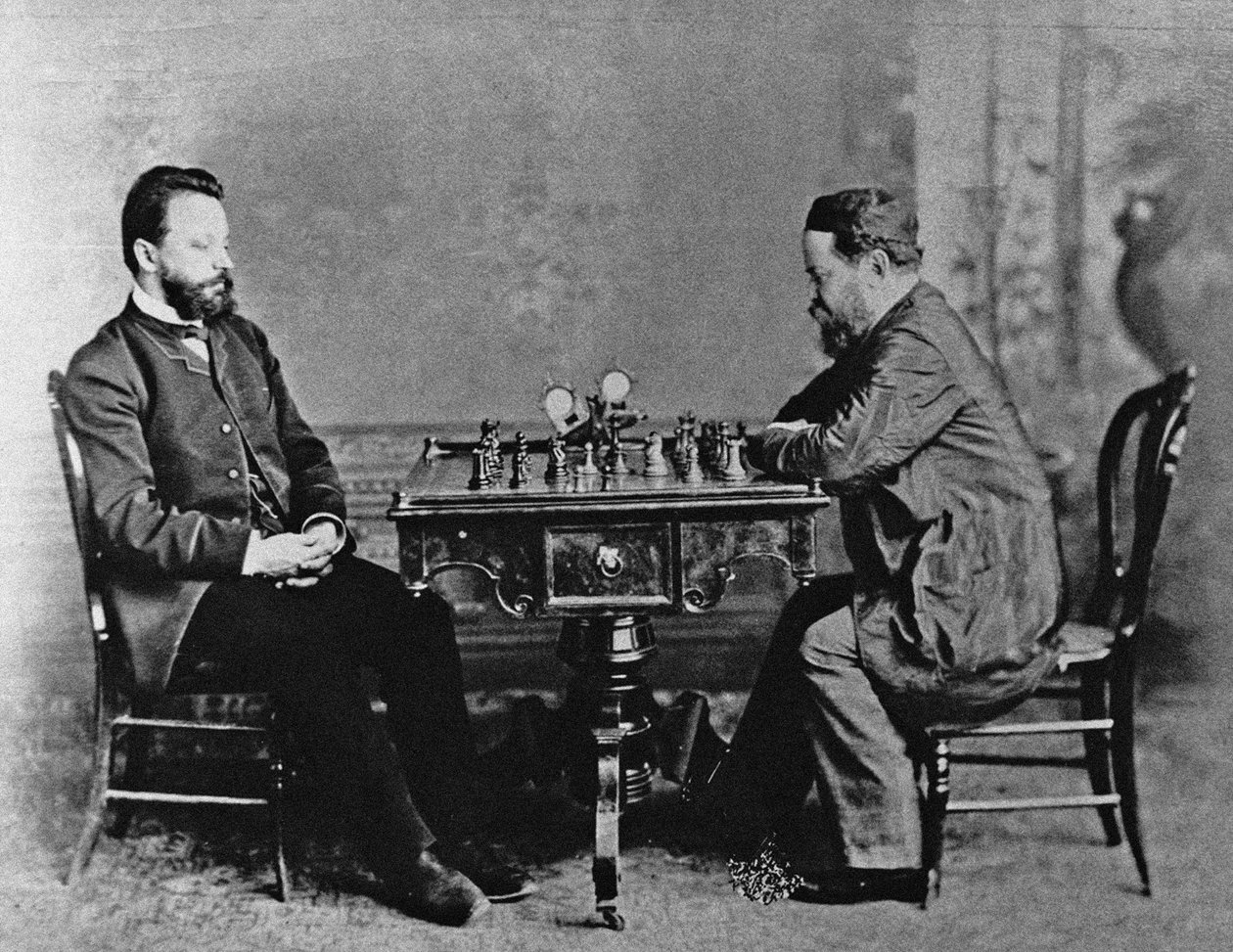 Mikhail Chigorin 1850-1908 och William Steinitz 1836-1900 i Havanna, 1880, 1880 av Unbekannt