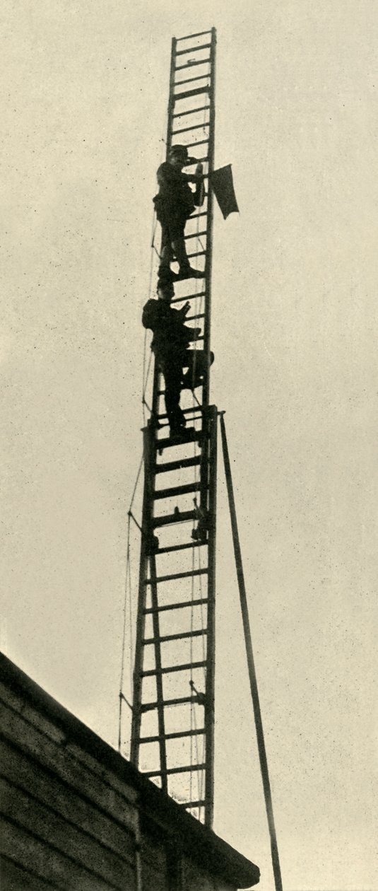 Militära observatörer på järnvägen, första världskriget, 1914, c1920. av Unbekannt
