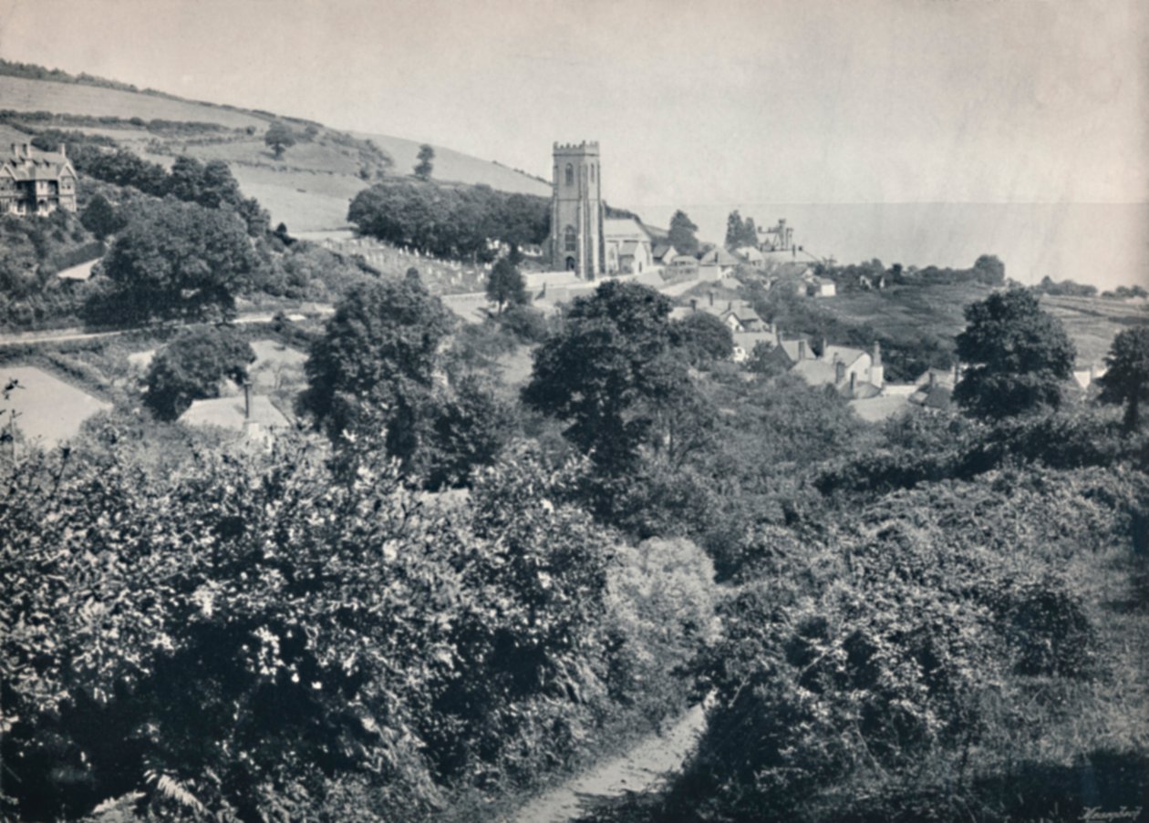 Minhuvud - Utsikt över byn och kyrkan, 1895 av Unbekannt