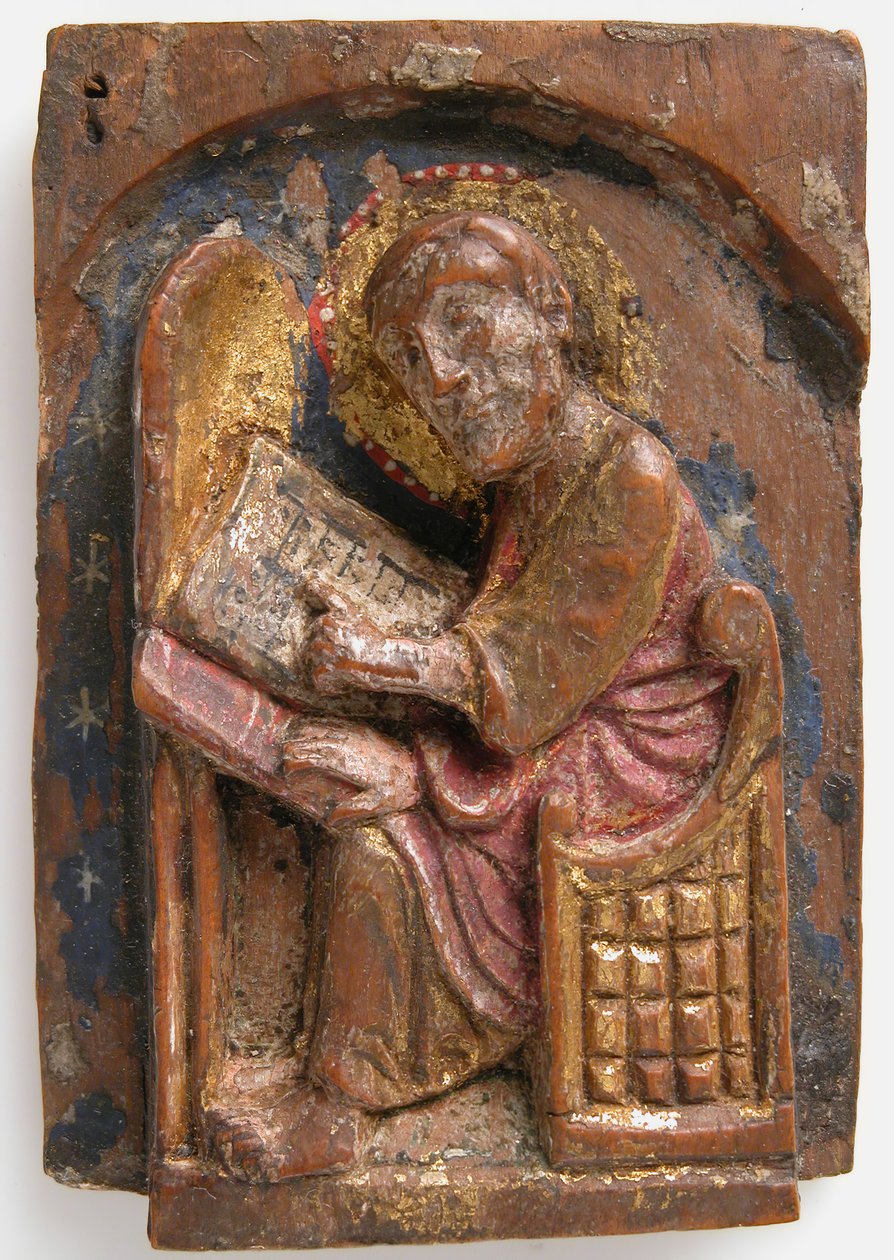 Miniatyrrelief av en Saint Luke vid hans skrivbord, 1200-1225. av Unbekannt