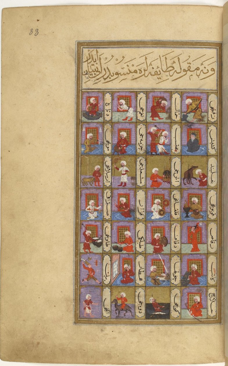 Miniatyr från Matâli al-saâdet av Sayyid Mohammed ibn Emir Hasan vänster del, 1582 av Unbekannt