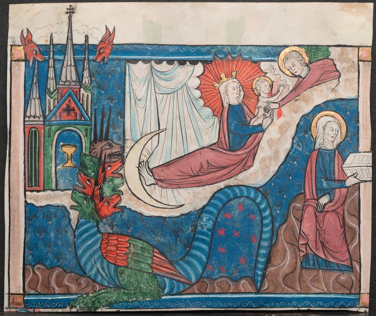 Miniatyr från ett manuskript av apokalypsen: Kvinnan klädd med solen, ca. 1295. av Unbekannt