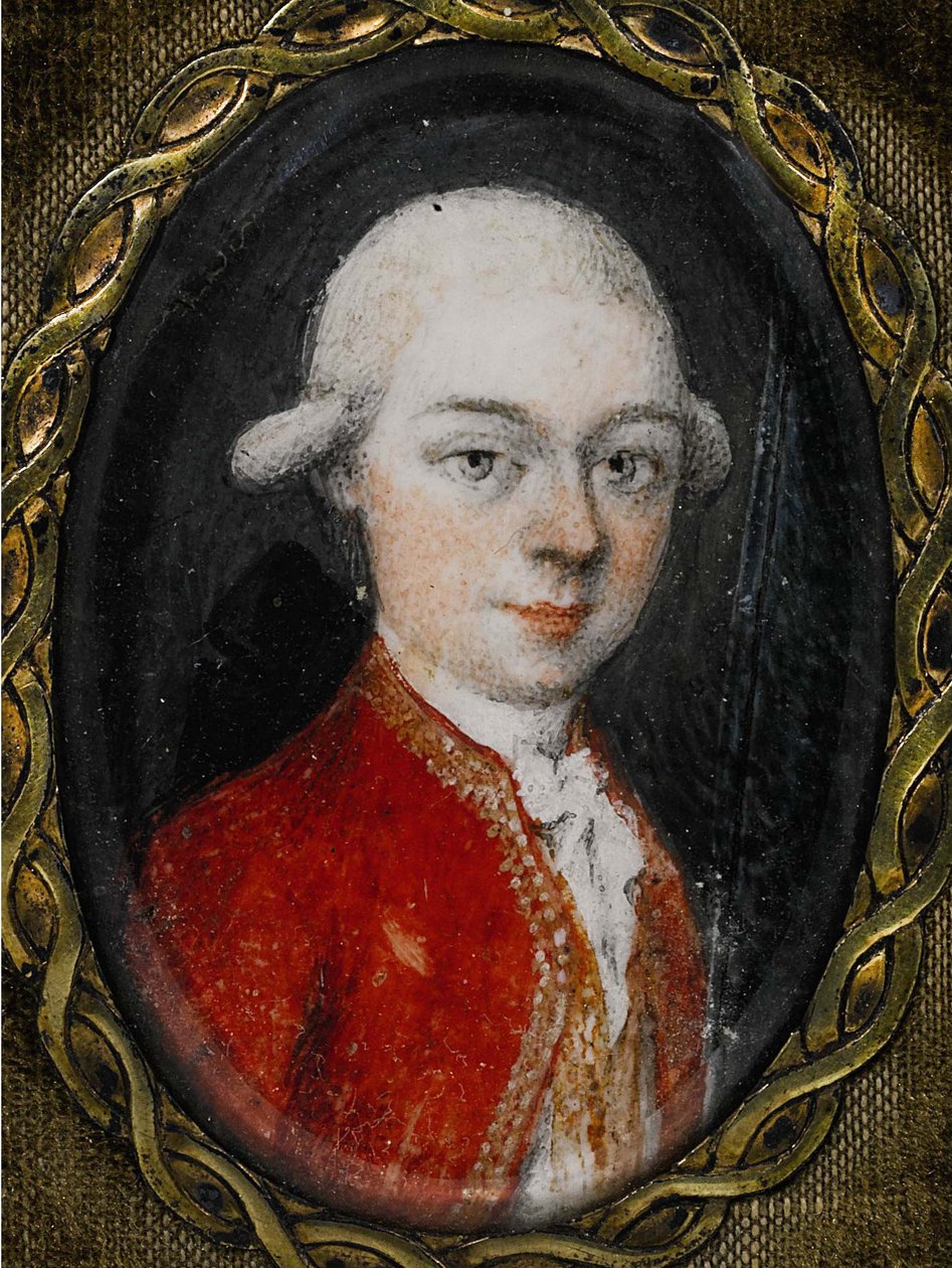 Miniatyrporträtt av Wolfgang Amadeus Mozart 1756-1791, 1777 av Unbekannt