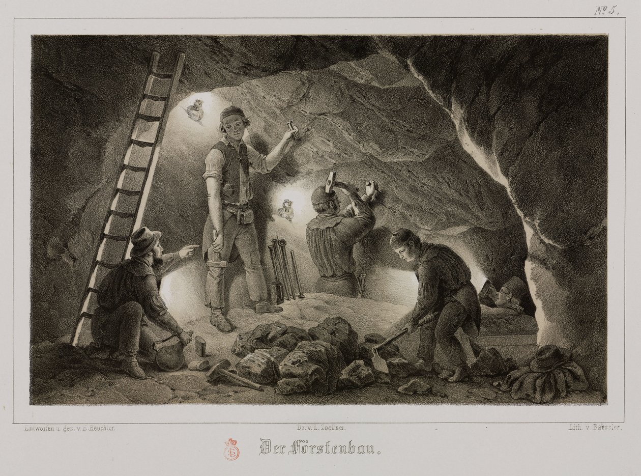 Gruvdrift, Metal Ores Miners, Tyskland, ca 1851 av Unbekannt