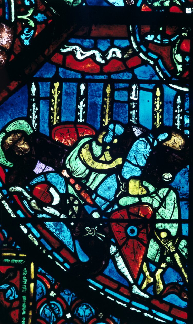 De blommande lansarnas mirakel, målat glas, Chartres katedral, Frankrike, c1225 av Unbekannt