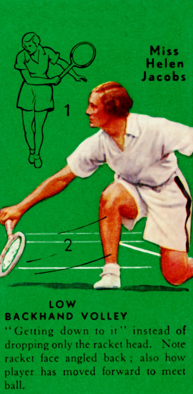 Miss Helen Jacobs - Low Backhand Volley, c1935. av Unbekannt
