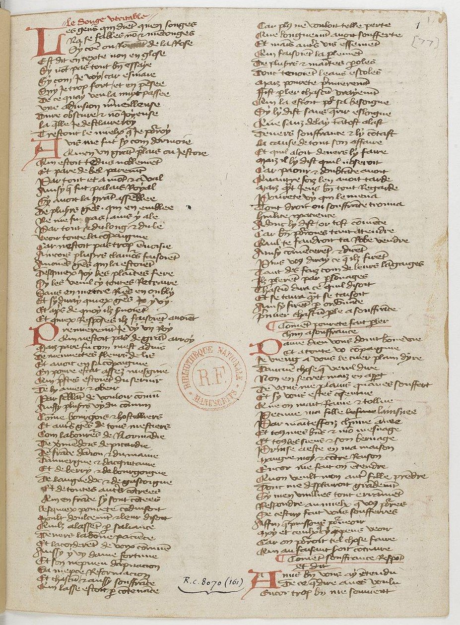 Menagier av Paris, en manuskriptsida, 1393 av Unbekannt
