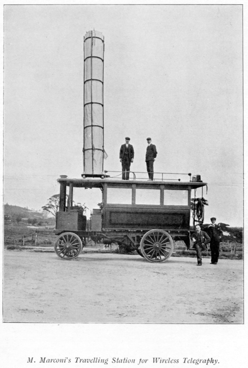 Mobilradiostation använd av Marconi, 1900 av Unbekannt