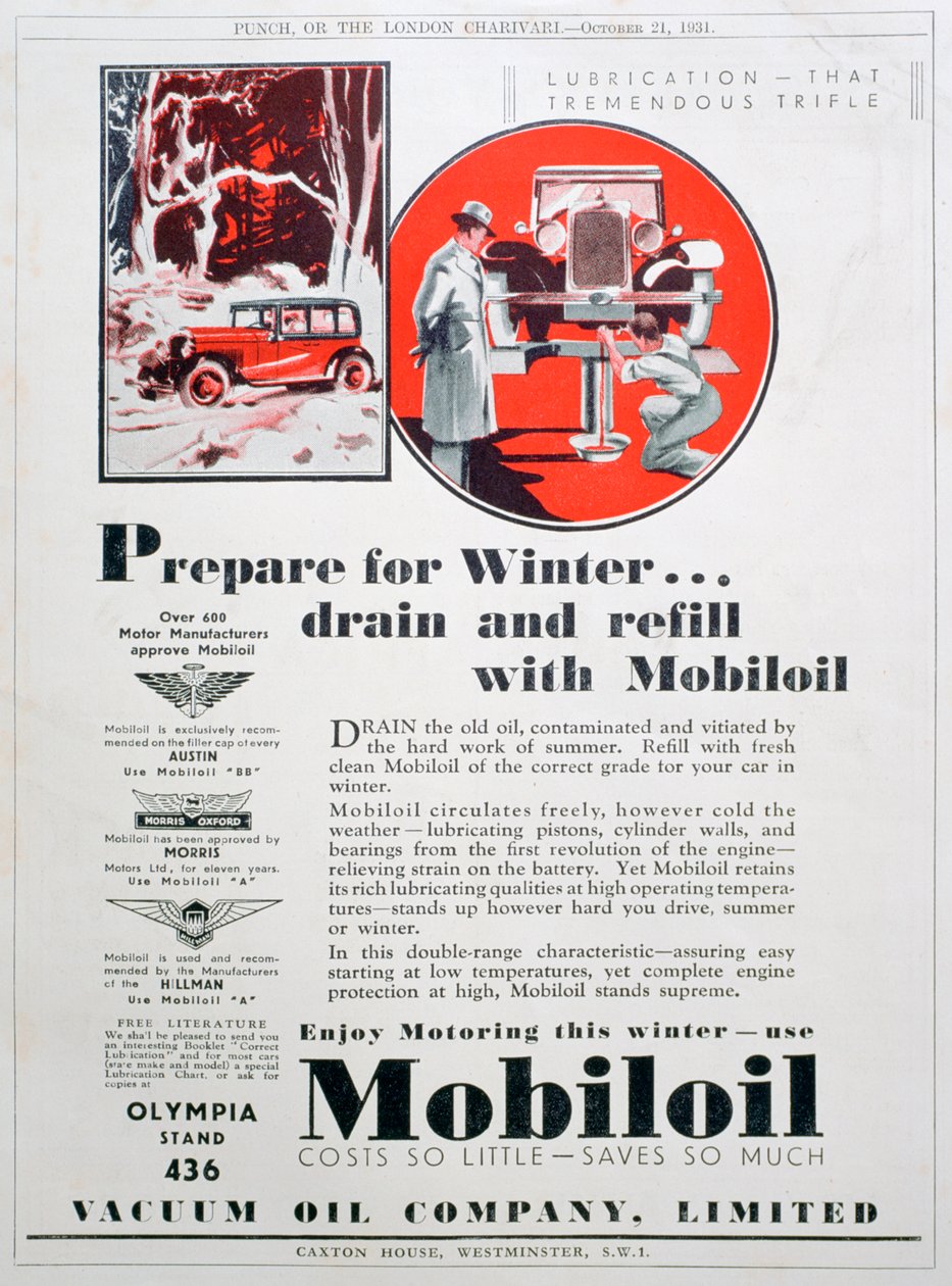 Mobiloil motorolja annons, 1931 av Unbekannt