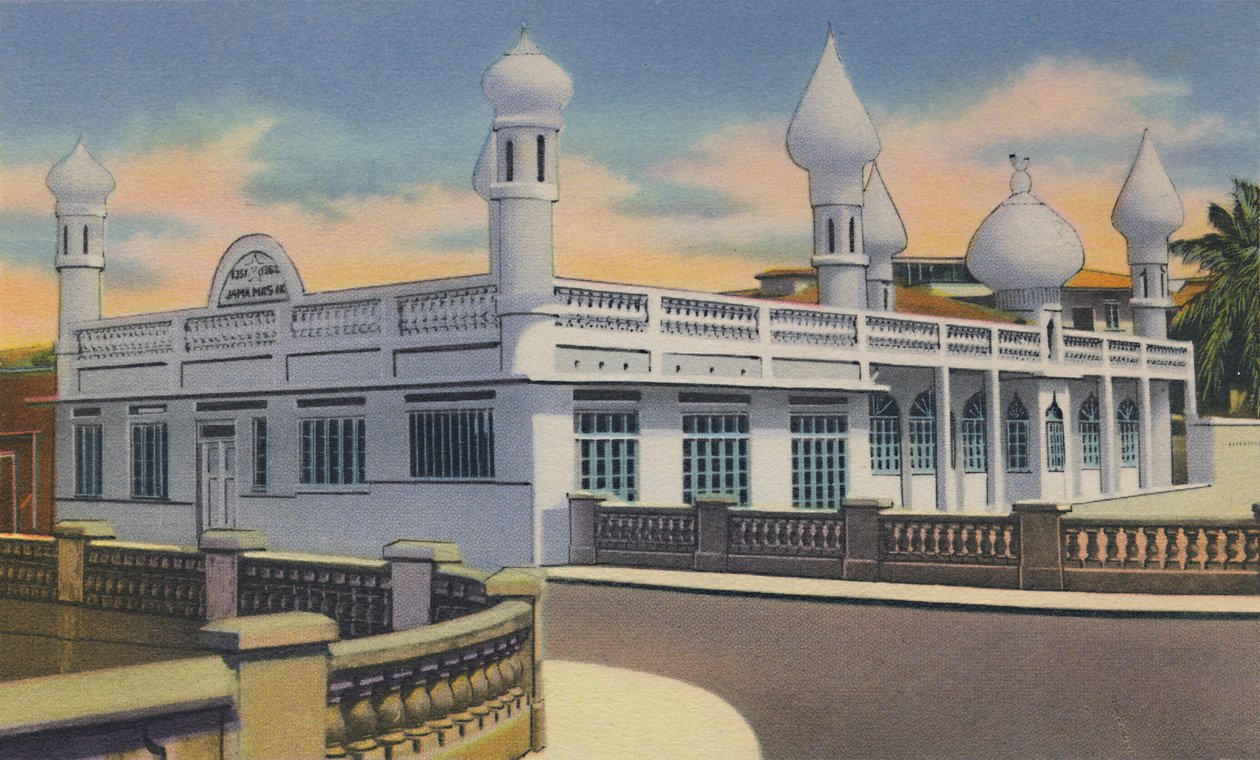Muhammedanska moskén, Port of Spain, Trinidad, B.W.I., c1940-talet. av Unbekannt