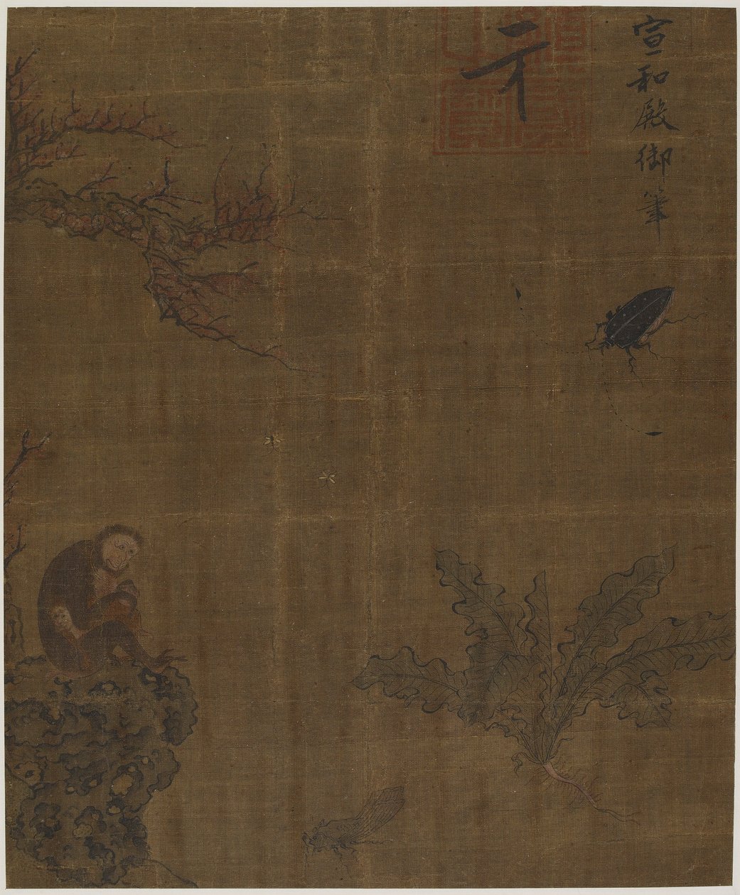 Apor, insekter och kål, möjligen Ming-dynastin, 1368-1644. av Unbekannt