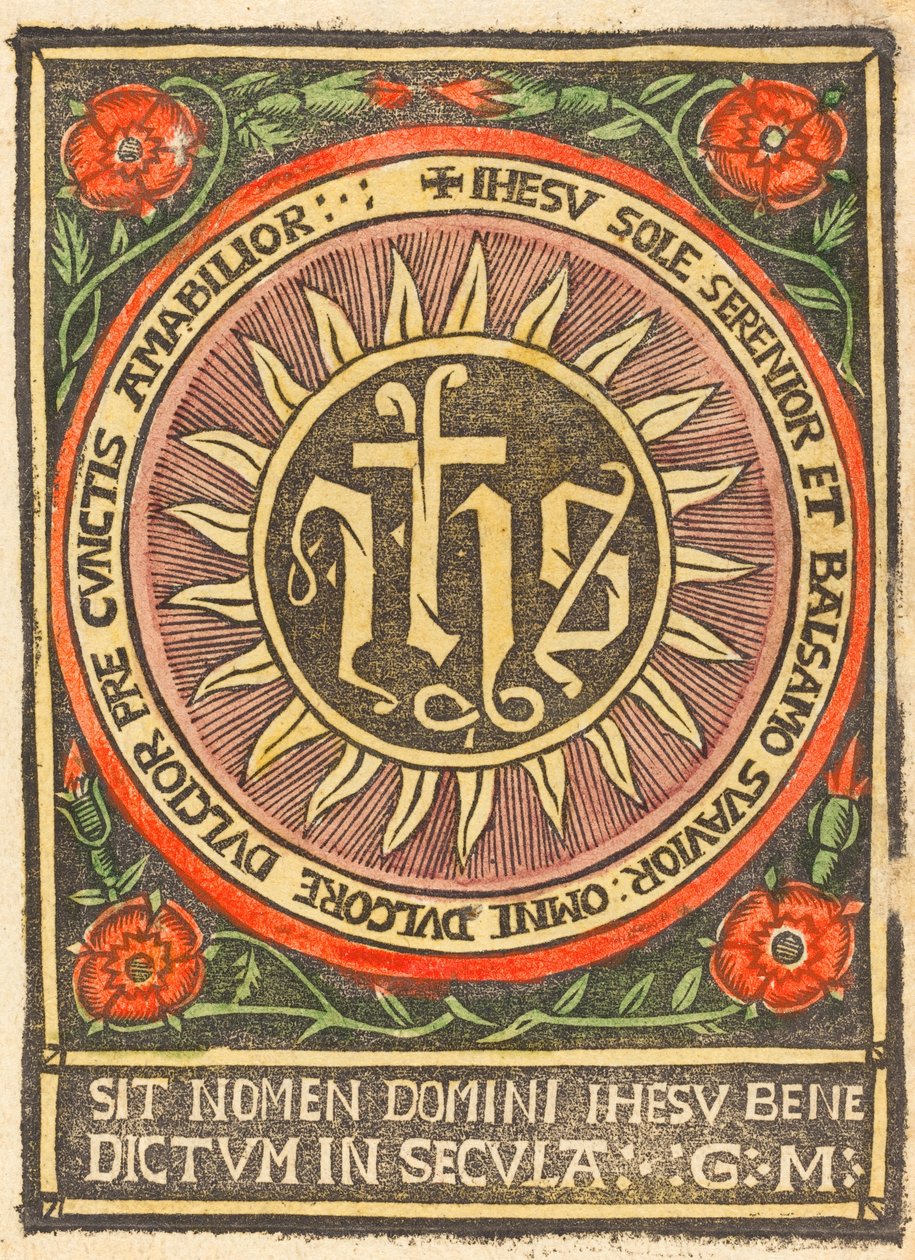 Monogram JHS i en flammande cirkel, ca. 1500. av Unbekannt
