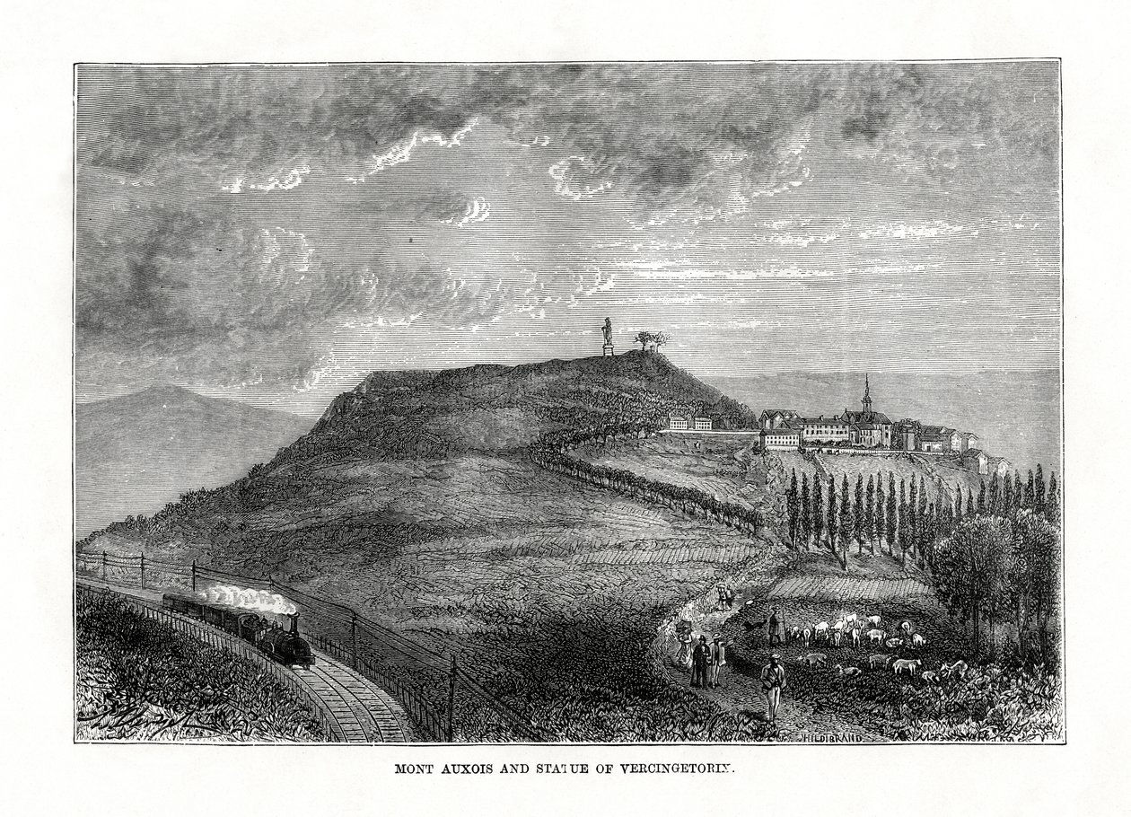 Mont Auxois och statyn av Vercingetorix, Frankrike, 1879 av Unbekannt
