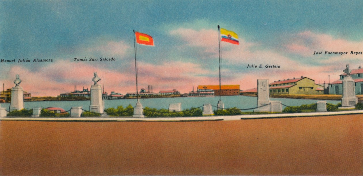 Monument uppfört av Society for Public Improvements, Bocas de Ceniza, c1940-talet av Unbekannt