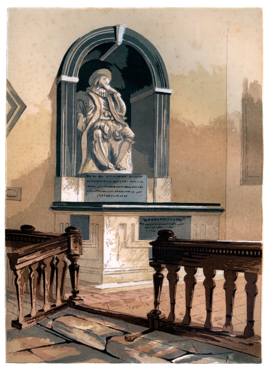 Monument till Francis Bacon, i St Michaels Church nära St Albans, Hertfordshire, c1850 av Unbekannt