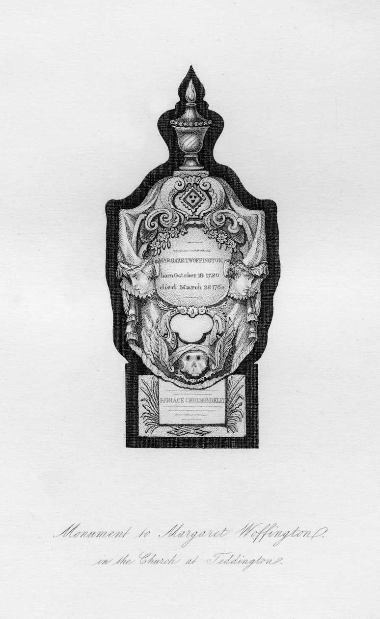 Monument till skådespelerskan Margaret Woffington i Teddington, 1700-talet, 1840 av Unbekannt