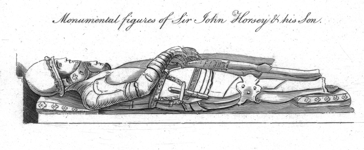 Monumentala figurer av Sir John Horsey och hans Son. av Unbekannt