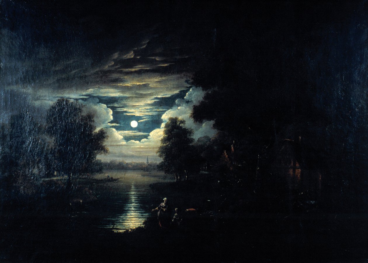 Månen reflekteras i en sjö, 1600-talet av Unbekannt