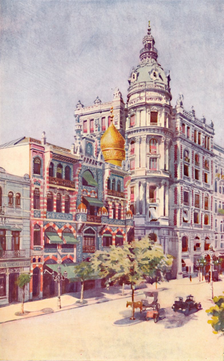 moriska byggnaden och herrarna. Guinles kontor, Avenida Rio Branco, 1914 av Unbekannt