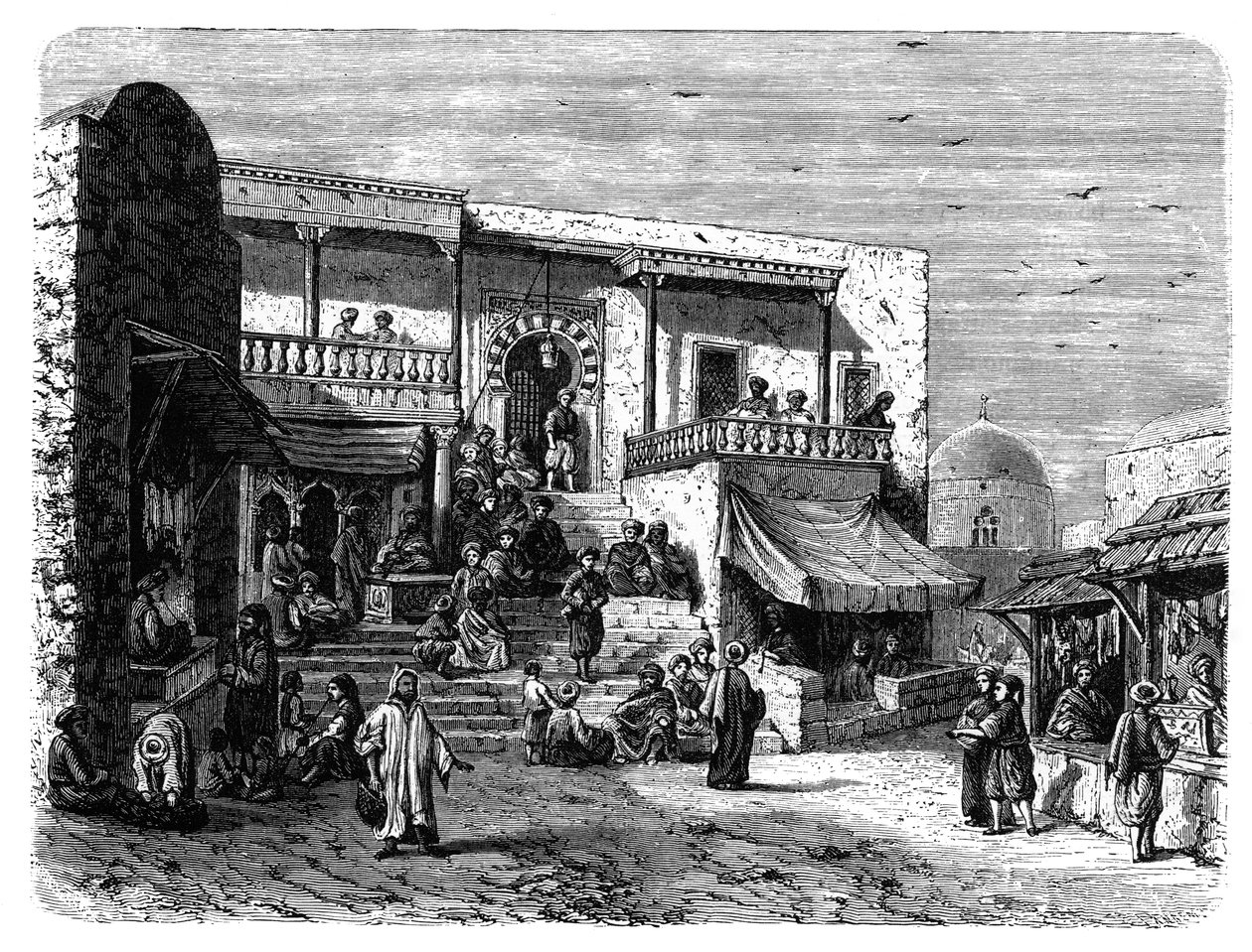 Moriskt kaffehus vid Sidi Bou Said, Tunis, c1890 av Unbekannt