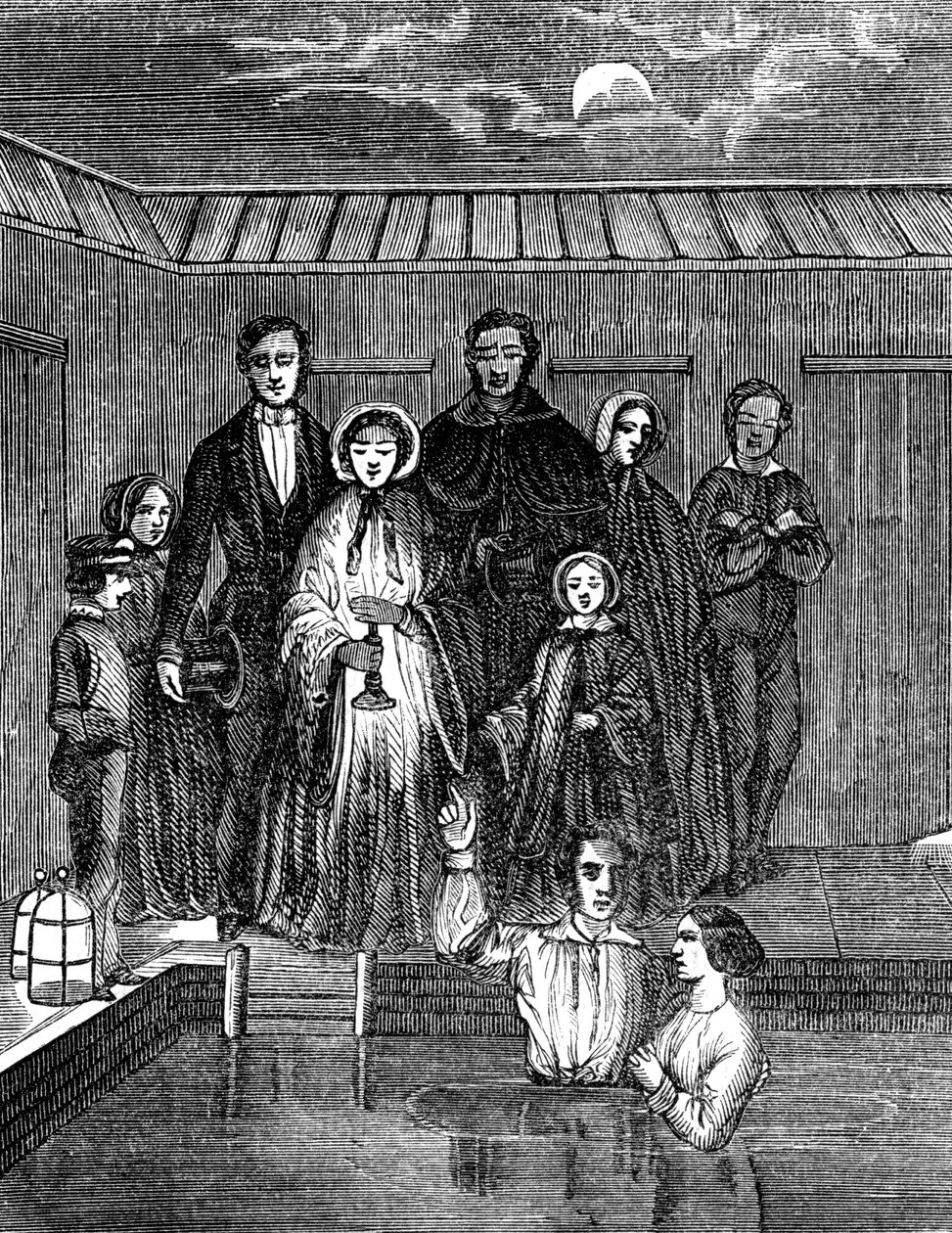 Mormondop genom total nedsänkning, Salt Lake City, Utah, 1853 av Unbekannt