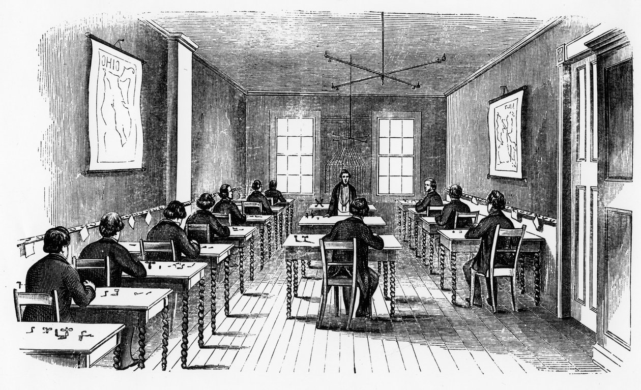 Morse-telegrafoperationsrummet, Cincinnati, Ohio, USA, 1859 av Unbekannt