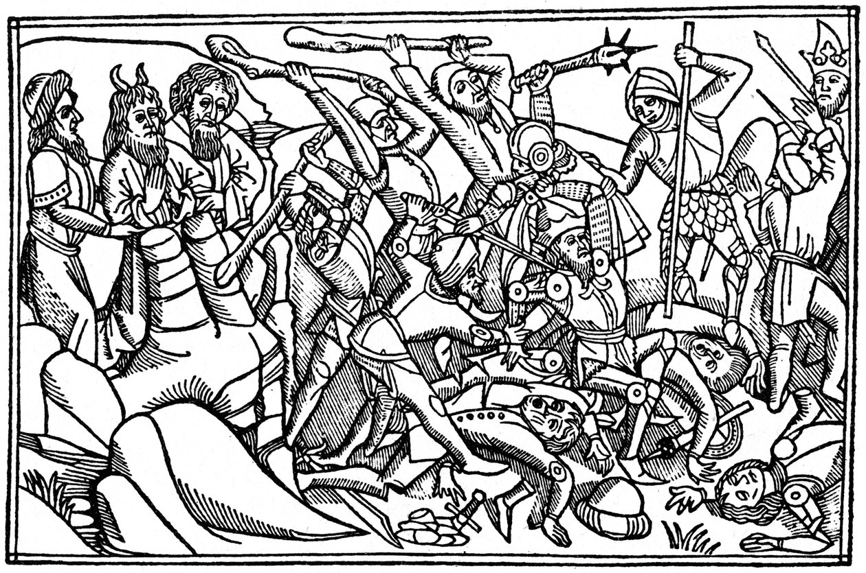 Moses ber för Israels seger, 1480 1964 av Unbekannt