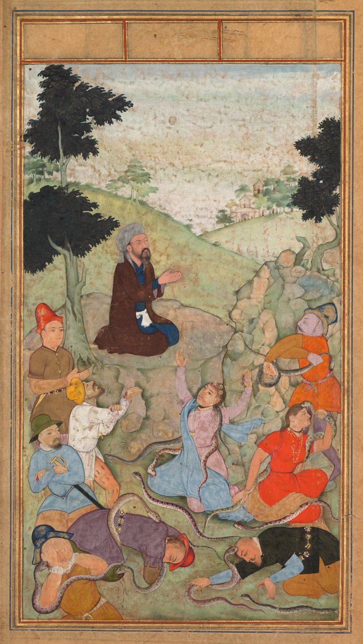 Moses ber för att få ett slut på ormens attack mot israeliterna, från en Mirat al-quds..., 1602-1604. av Unbekannt