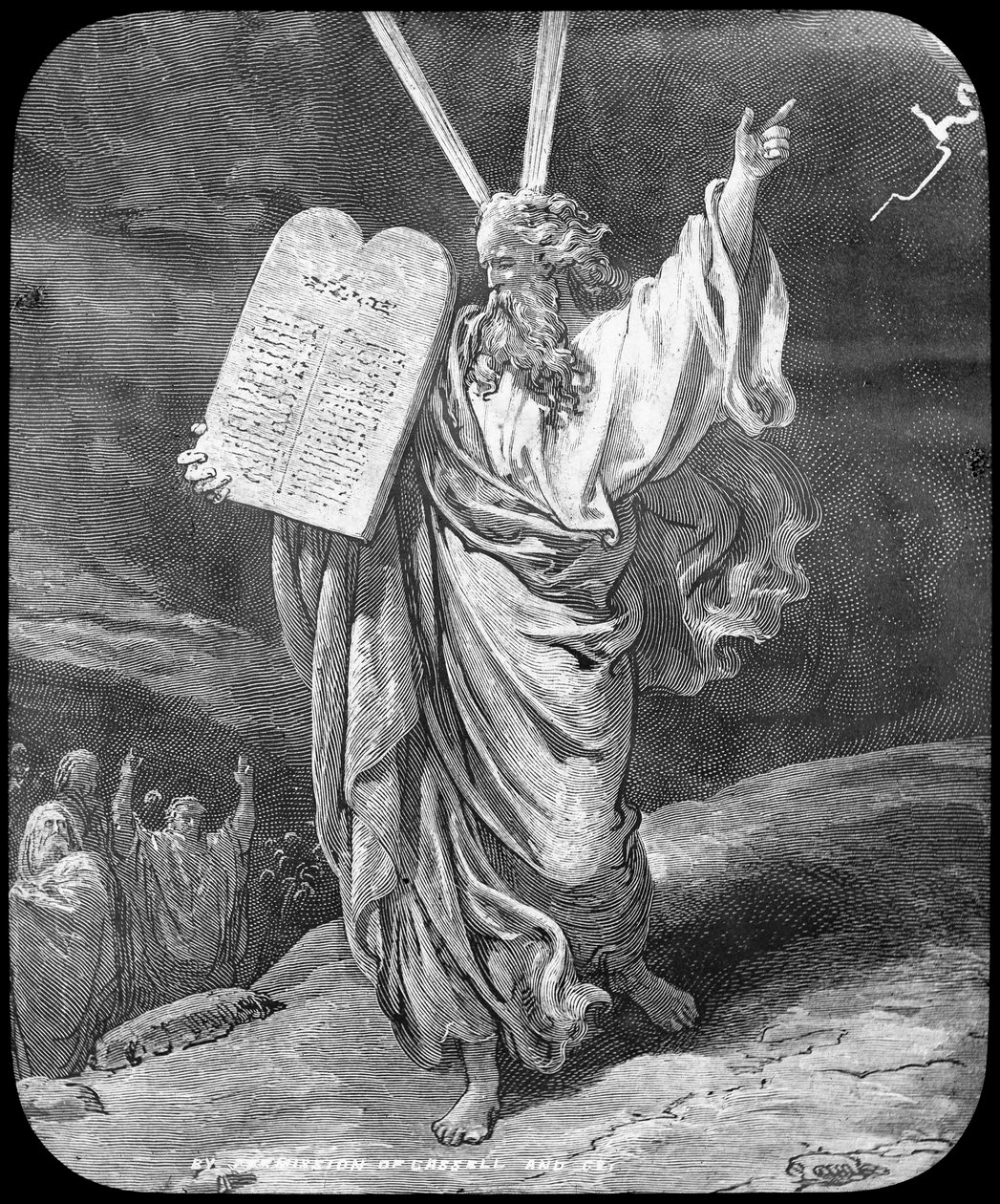 Moses tar emot lagen, sent 1800-tal eller tidigt 1900-tal av Unbekannt