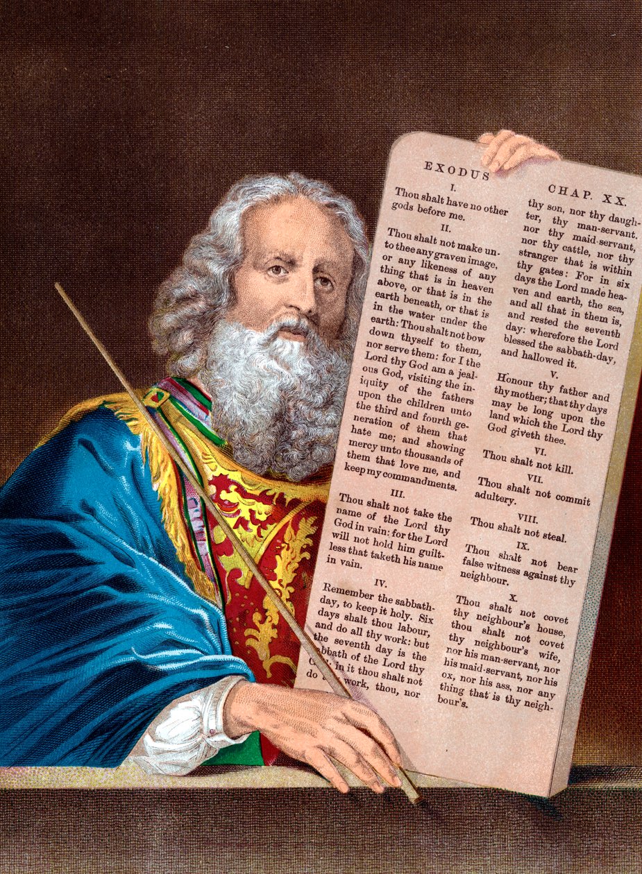 Moses med de tio budorden, mitten av 1800-talet av Unbekannt