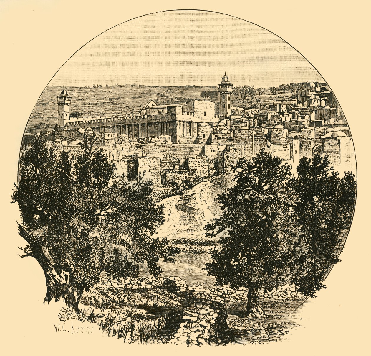 Moskén i Hebron, 1890. av Unbekannt