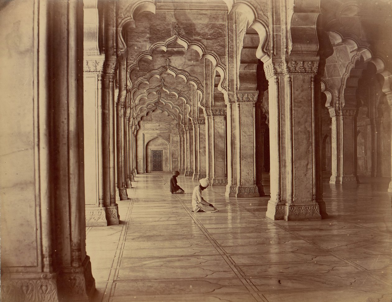 Moti Masjid: Pärlmoskén i det inre av Fort Agra, 1860-70-talet. av Unbekannt
