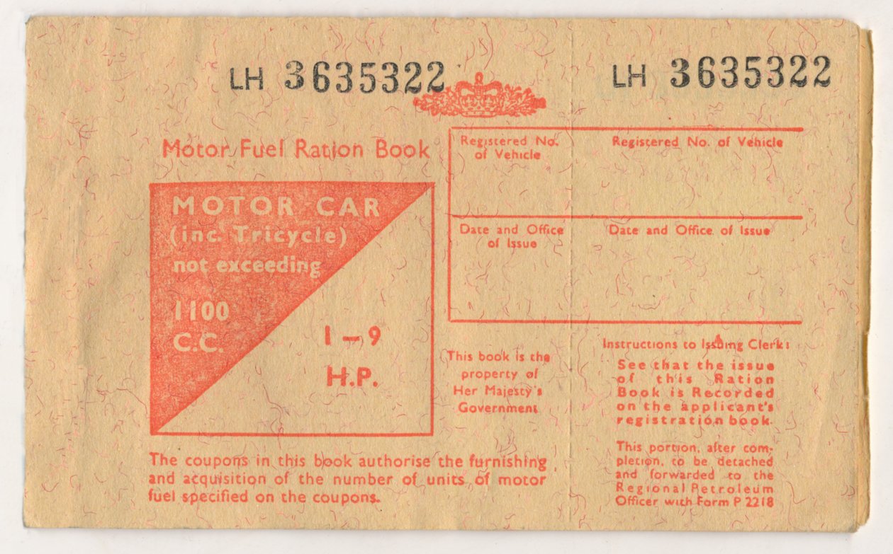 Motorbränsleransoneringsbok, c1973 av Unbekannt
