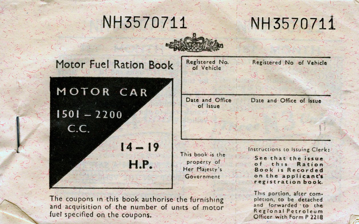 Rationeringsbok för motorbränsle, c1950-talet av Unbekannt