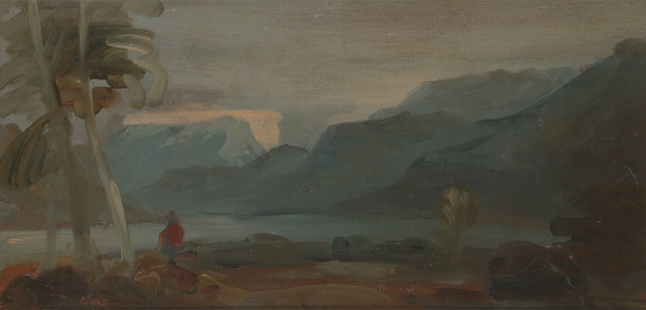 Bergslandskap med figurer och boskap, 1806 till 1807. av Unbekannt