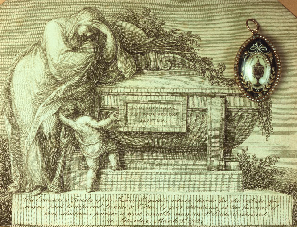 Sorgekort och minne av Sir Joshua Reynolds, 1792 av Unbekannt
