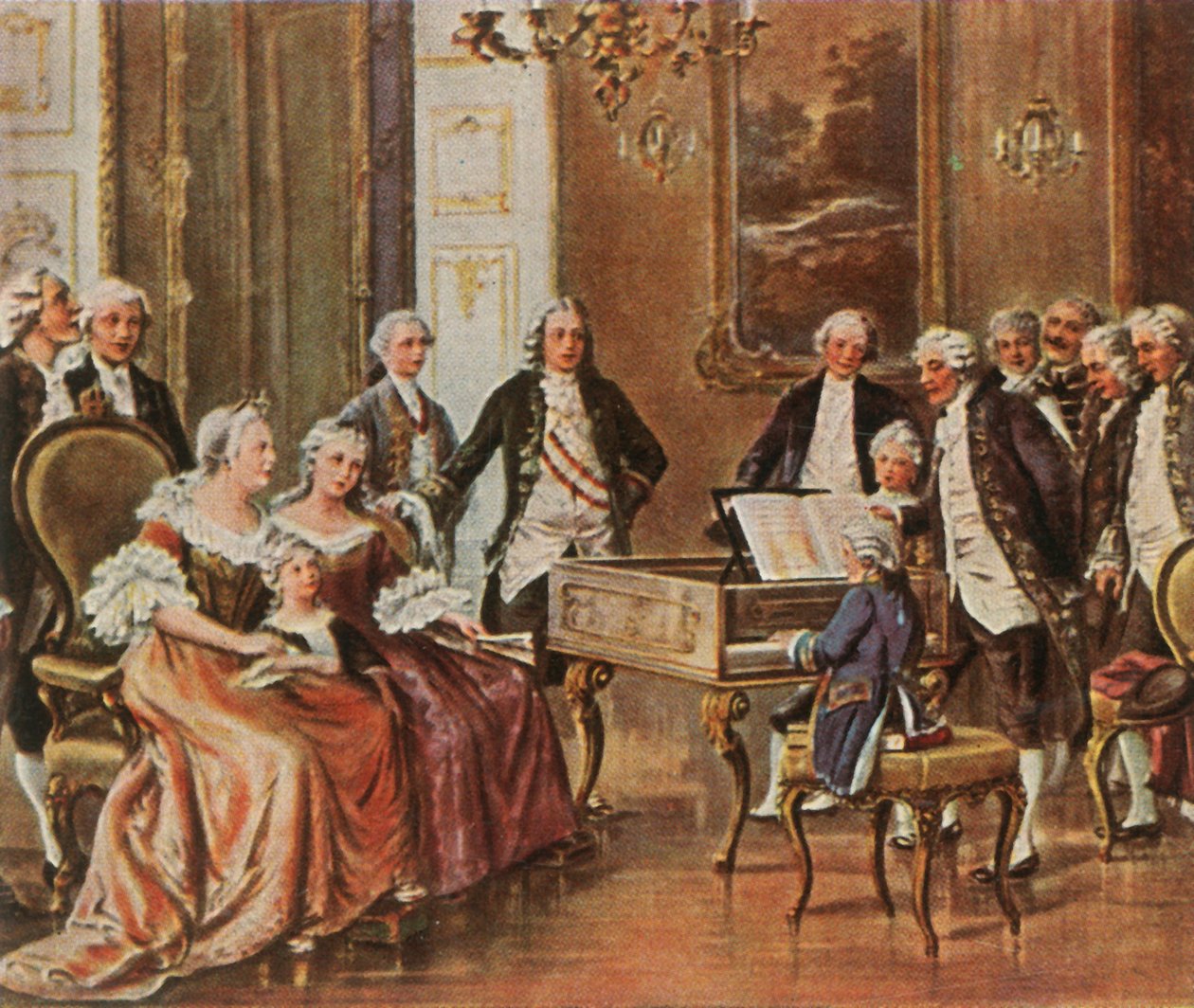 Mozart uppträder för kejsarinnan Maria Theresia, 1 oktober 1762, 1936. av Unbekannt