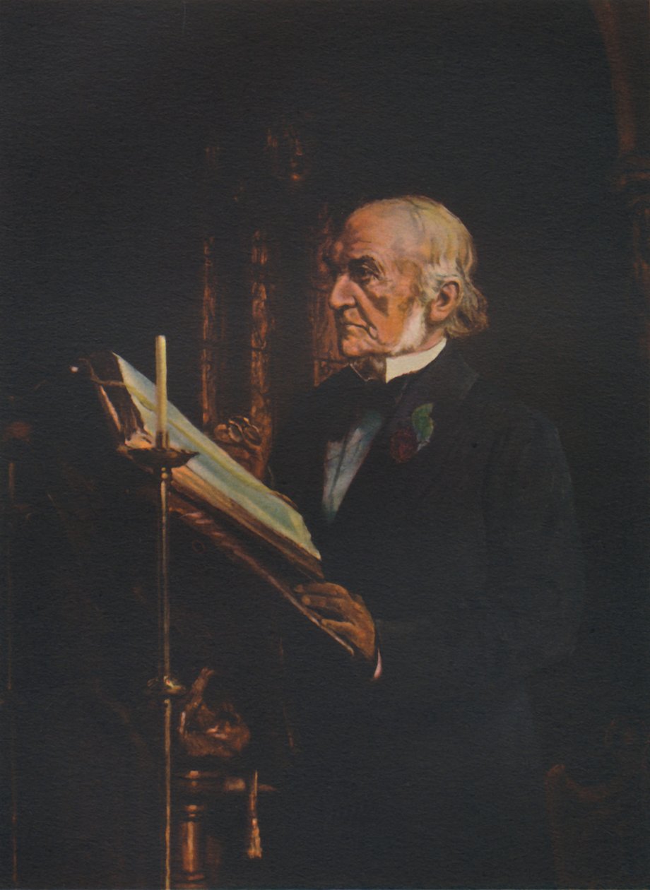 Mr Gladstone läser lektionen i Hawarden Church, ca 1890-talet, 1941 av Unbekannt
