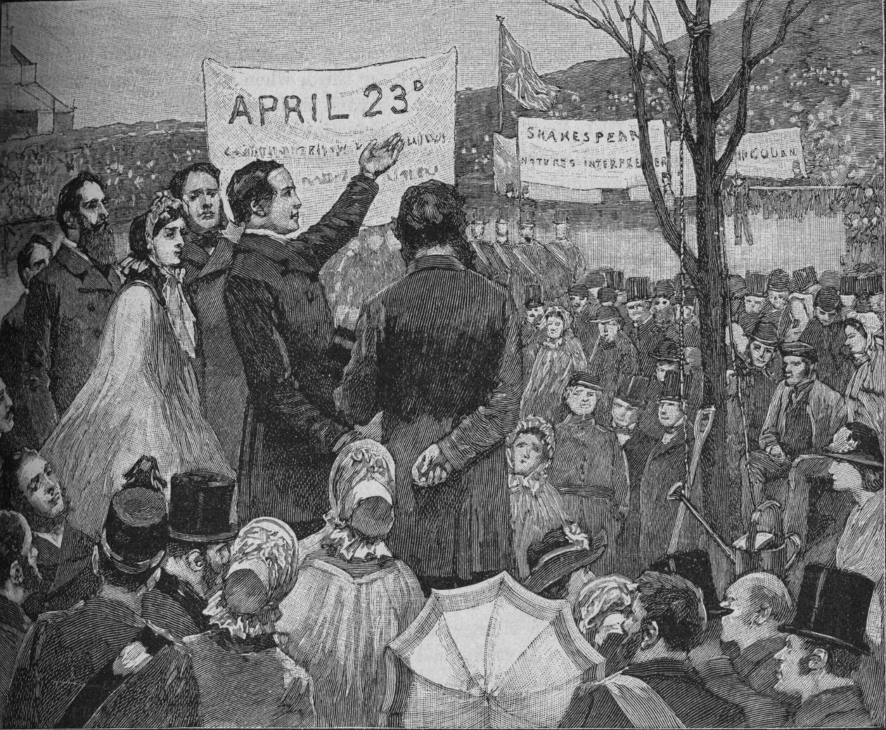 Mr Phelps planterar Shakespeare Oak på Primrose Hill, London, c1890 av Unbekannt