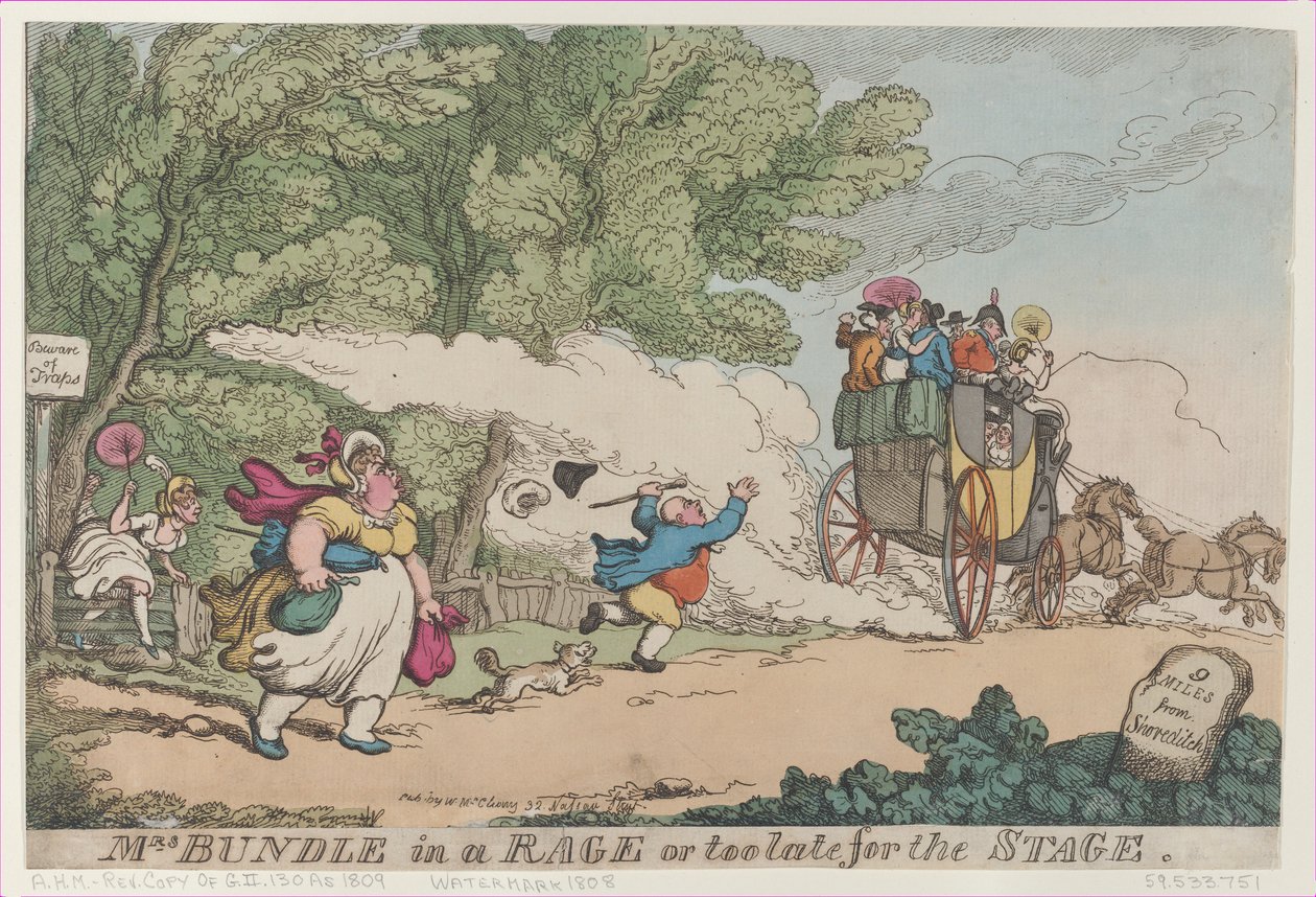 Fru Bundle i raseri eller för sent för scenen, [1 juli 1809], cop..., [1 juli 1809], kopia efter. av Unbekannt