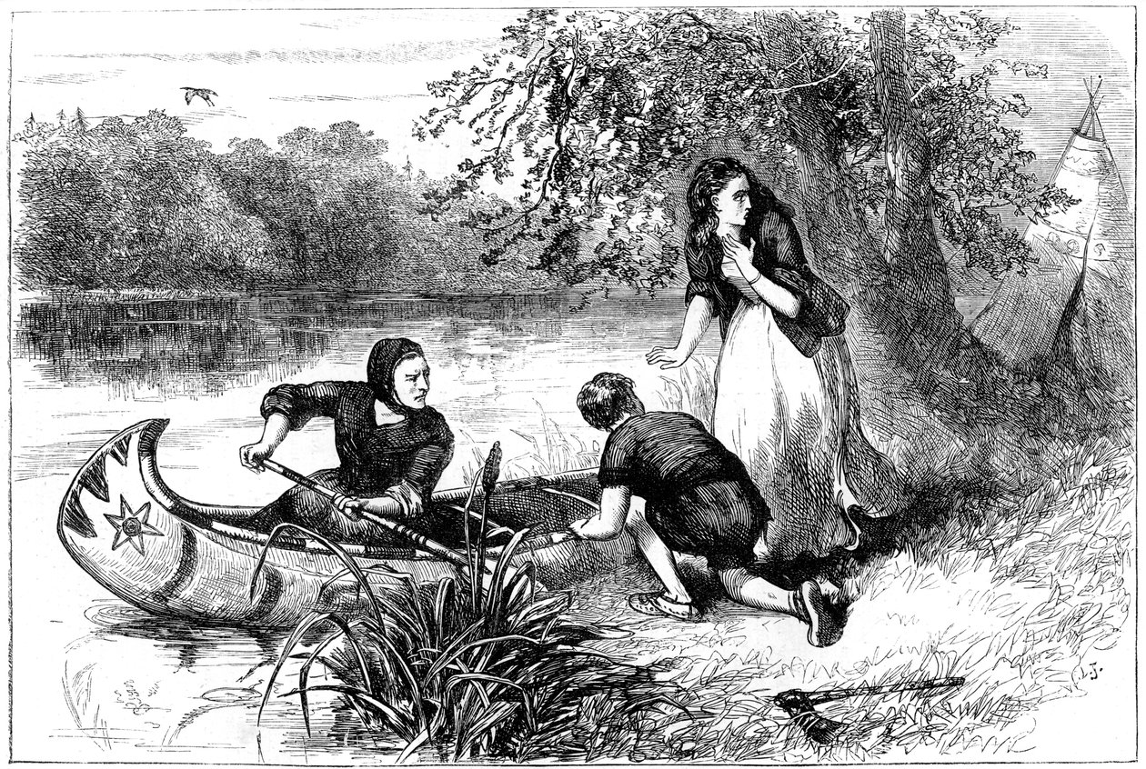 Mrs Dunstan flyr nerför Merrimac, sent 1600-tal c1880 av Unbekannt