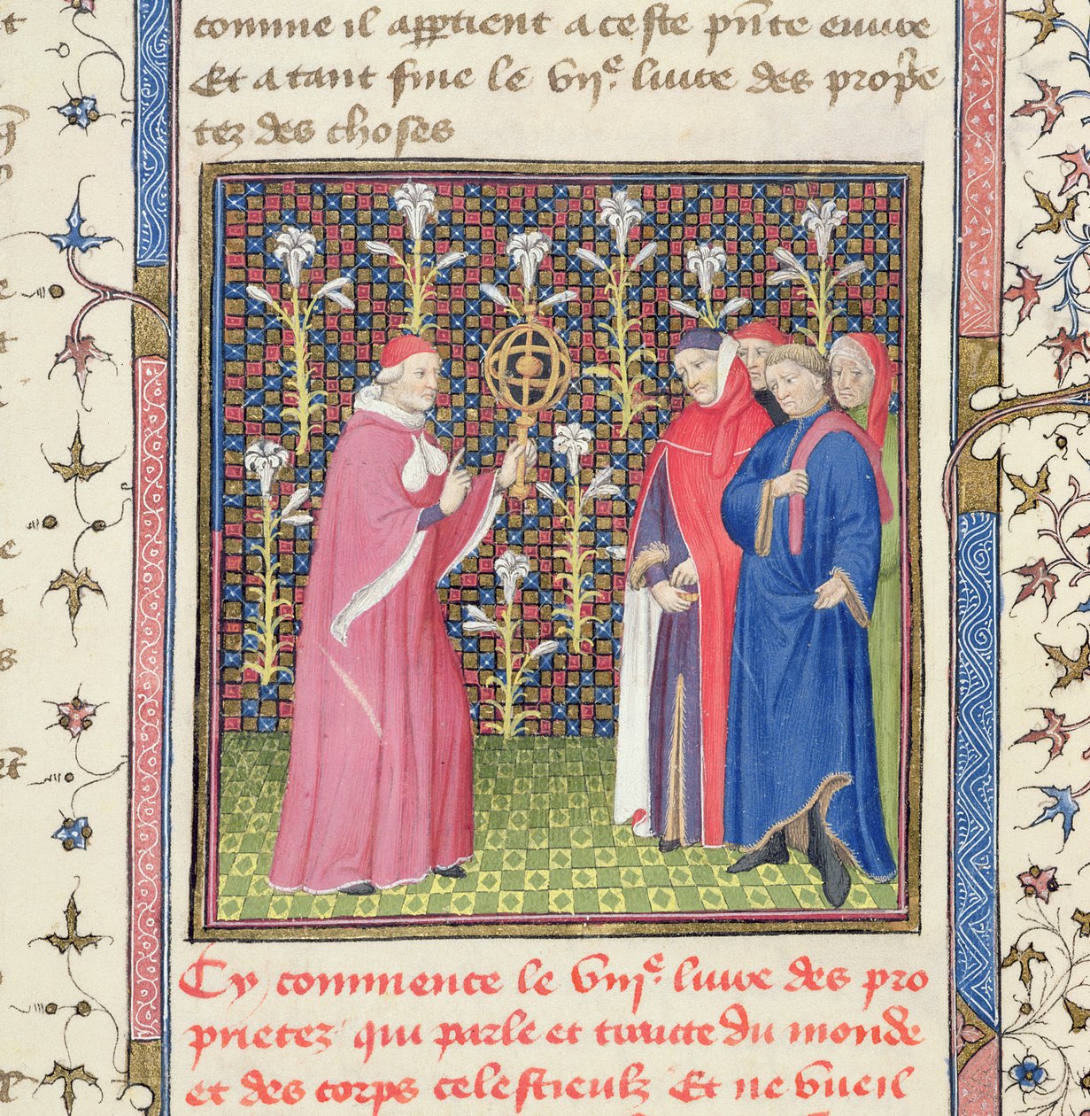 Ms 251 f.135r Fem män, varav en håller en armillarsfär, från 