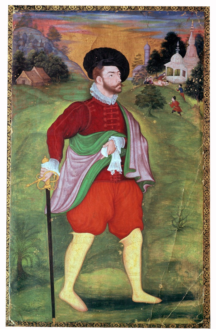 Mughal-porträtt av ett europeiskt 1500-tal av Unbekannt